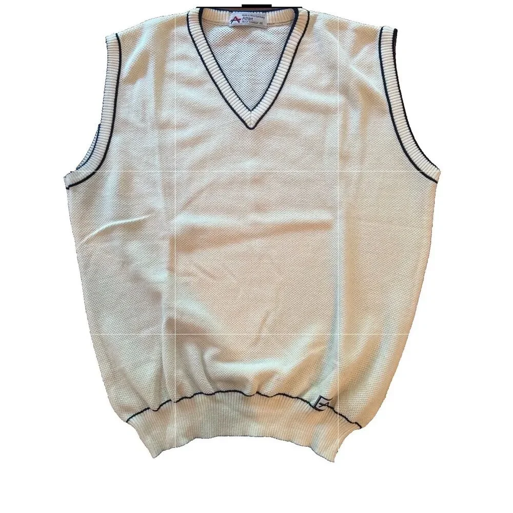VTG Athlet Sportswear v neck vest cream cotton blend Tennis Cricket style